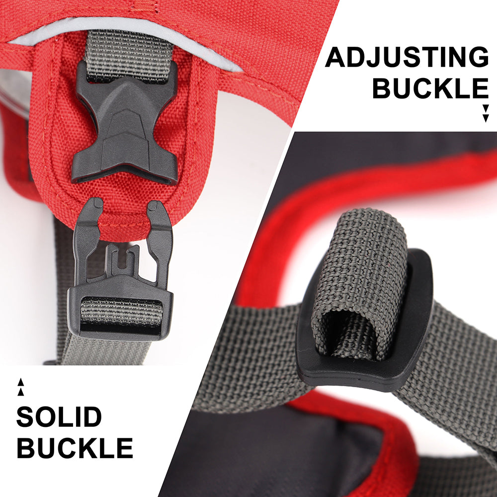 HKM-0632637 Adjustable Dog Traction Chest Strap with Oxford Fabric and Breathable Mesh - Red/Grey