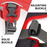 HKM-0632637 Adjustable Dog Traction Chest Strap with Oxford Fabric and Breathable Mesh - Red/Grey
