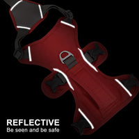 HKM-0632637 Adjustable Dog Traction Chest Strap with Oxford Fabric and Breathable Mesh - Red/Grey
