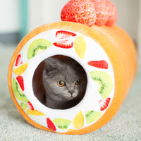 HKM-0633405 Cake Roll Plush Cat Litter with Sponge Filling and Mesh Bag - 40cm Height