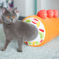 HKM-0633405 Cake Roll Plush Cat Litter with Sponge Filling and Mesh Bag - 40cm Height