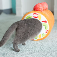 HKM-0633405 Cake Roll Plush Cat Litter with Sponge Filling and Mesh Bag - 40cm Height