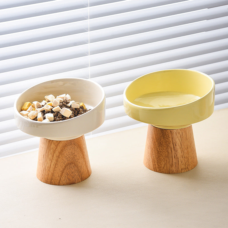 HKM-0633533 Elevated Ceramic Pet Bowl for Cats and Small Dogs - Ideal for Food and Water