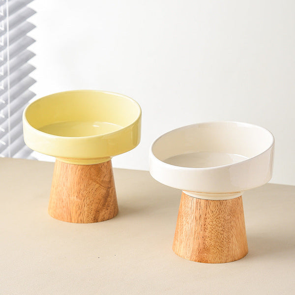 HKM-0633533 Elevated Ceramic Pet Bowl for Cats and Small Dogs - Ideal for Food and Water