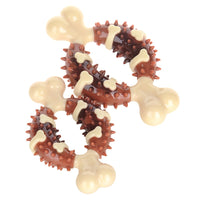 HKM-0634173 Durable Nylon TPR Dog Molar Toy - Bite-Resistant Double Color Bone