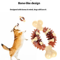 HKM-0634173 Durable Nylon TPR Dog Molar Toy - Bite-Resistant Double Color Bone