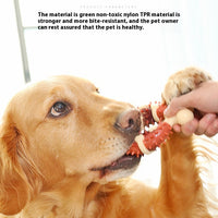HKM-0634173 Durable Nylon TPR Dog Molar Toy - Bite-Resistant Double Color Bone