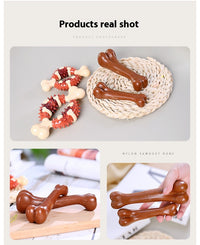 HKM-0634173 Durable Nylon TPR Dog Molar Toy - Bite-Resistant Double Color Bone
