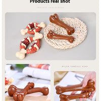 HKM-0634173 Durable Nylon TPR Dog Molar Toy - Bite-Resistant Double Color Bone