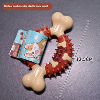 HKM-0634173 Durable Nylon TPR Dog Molar Toy - Bite-Resistant Double Color Bone