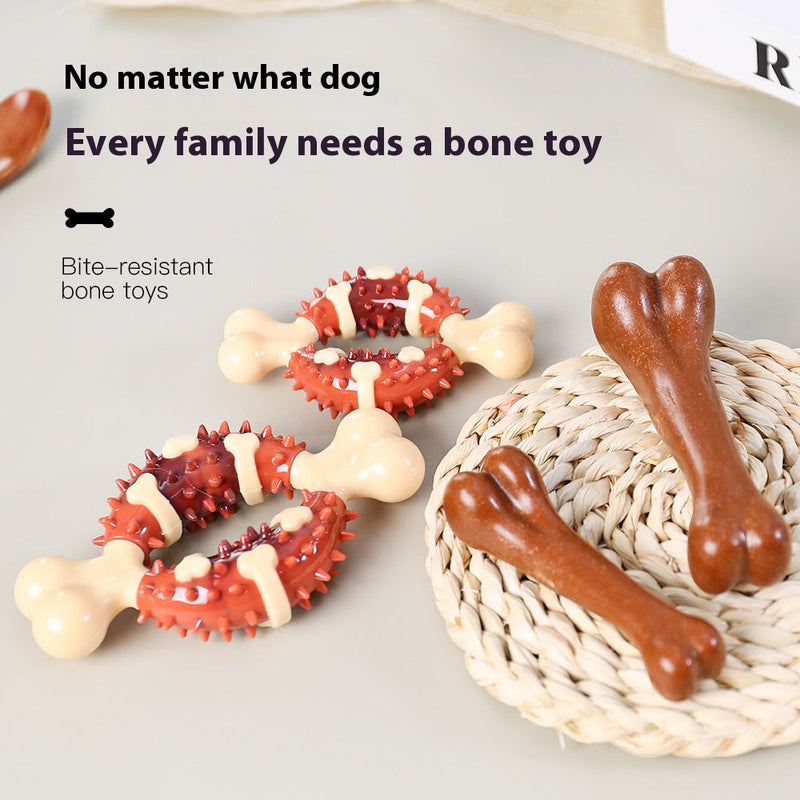 HKM-0634173 Durable Nylon TPR Dog Molar Toy - Bite-Resistant Double Color Bone