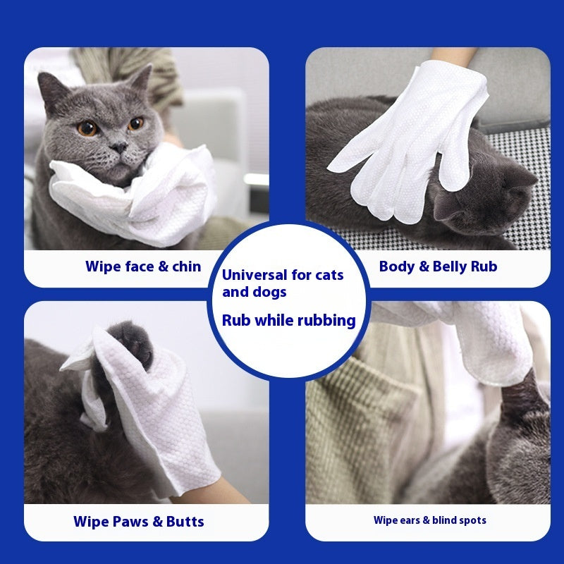 HKM-0634941 Pet Bath-Free Cleaning Gloves - Disposable Non-Woven Fabric Wipes for Dogs (6 Pack)