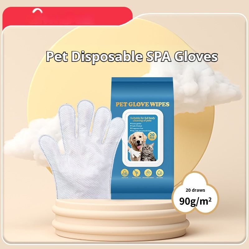 HKM-0634941 Pet Bath-Free Cleaning Gloves - Disposable Non-Woven Fabric Wipes for Dogs (6 Pack)