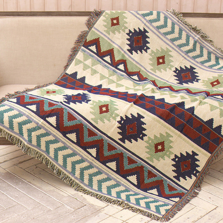 HKM-063507 Anti-Slip Geometric Cotton Sofa Towel for Modern Interiors