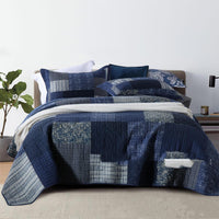 HKM-063507 Pure Cotton Plant and Flower Pattern Summer Duvet Set - 3-Piece Bedding Ensemble 230x250cm/250x270cm