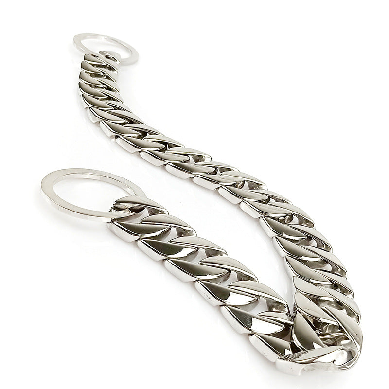 HKM-0635325 Mirror Polished Large Dog Necklace with Scalable Collar Options in Gold and Silver