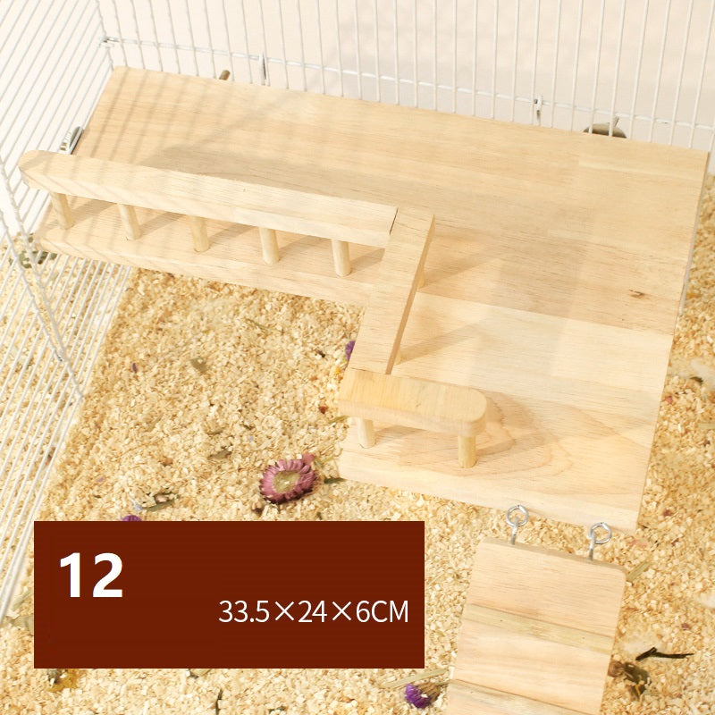 HKM-0636605 Wooden Fence Landscaping Platform Swing Toy for Small Pets