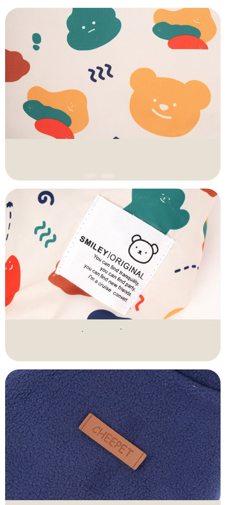 HKM-0638781 Cartoon Double-Sided Vest Coat for Pets in Dark Blue, Apricot, and Dark Brown, Available in Multiple Sizes