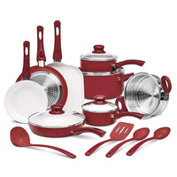 HKM-063891 18-Piece Non-Stick Cookware Set in Black with Cast Iron Pots and Pans