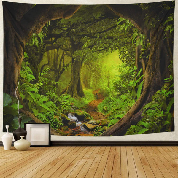 HKM-063891 Large Natural Forest Tapestry - Bohemian Wall Hanging for Home, Yoga, Picnic, and Decor