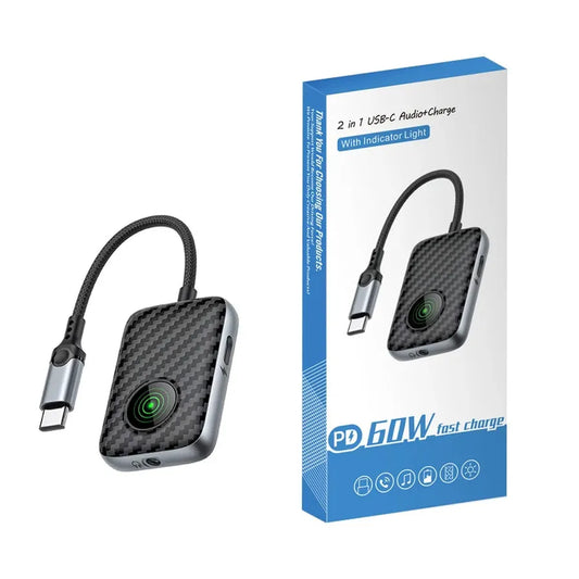 HKM-064083 USB-C to 3.5mm Dual Function Audio Adapter with Charging for iPhone 15 and Samsung Devices