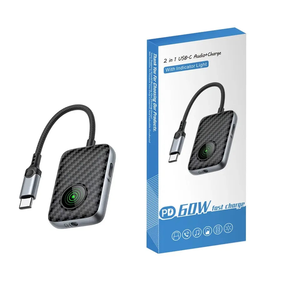 HKM-064083 USB-C to 3.5mm Dual Function Audio Adapter with Charging for iPhone 15 and Samsung Devices