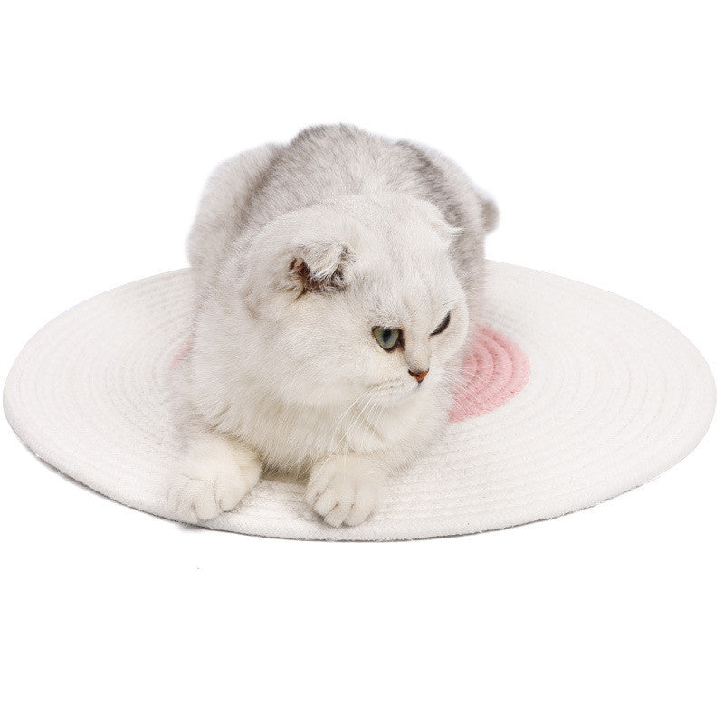 HKM-0640957 Japanese Cat Claw Grinding Mattress - Cotton Thread, 40cm Diameter, Available in Various Colors