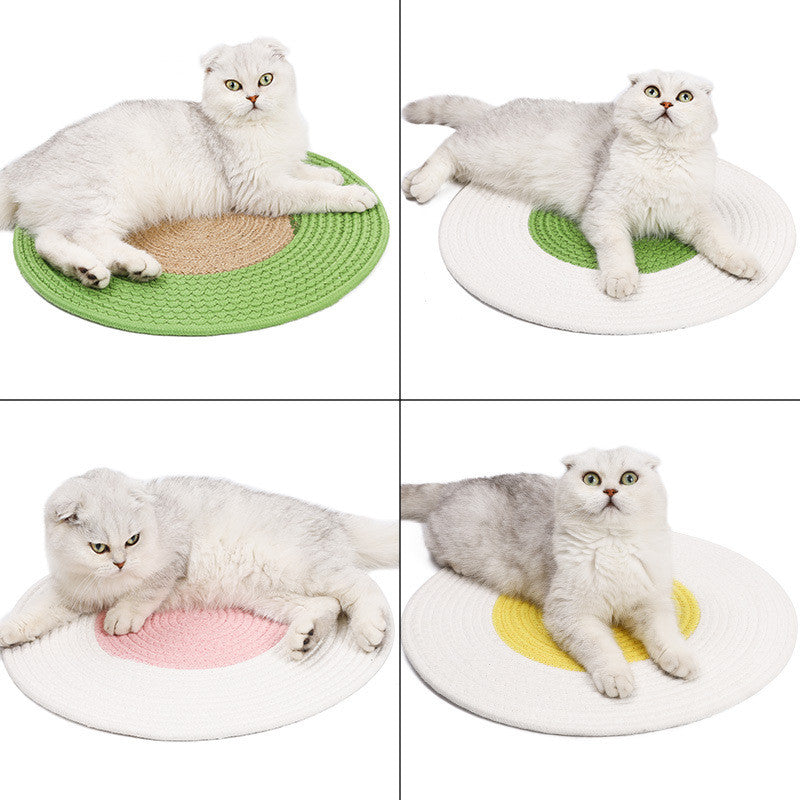 HKM-0640957 Japanese Cat Claw Grinding Mattress - Cotton Thread, 40cm Diameter, Available in Various Colors