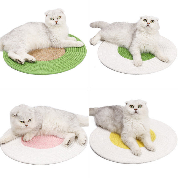 HKM-0640957 Japanese Cat Claw Grinding Mattress - Cotton Thread, 40cm Diameter, Available in Various Colors