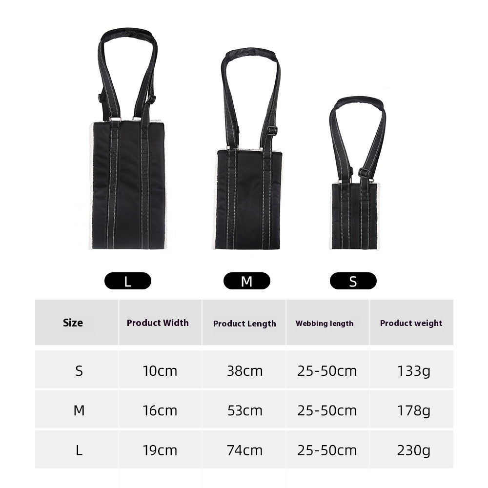 HKM-0641725 Adjustable Dog Rehabilitation Training Belt for Senior and Disabled Pets in Black Teddy Plush
