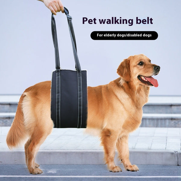 HKM-0641725 Adjustable Dog Rehabilitation Training Belt for Senior and Disabled Pets in Black Teddy Plush