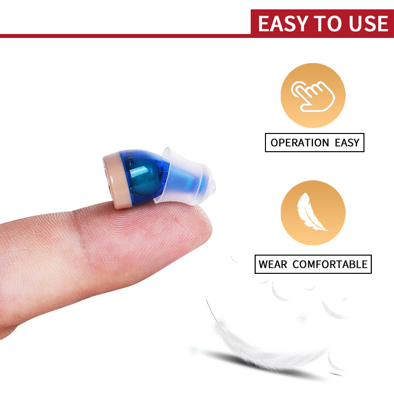 HKM-064211 Invisible Digital Noise Reduction Hearing Aids - USB Rechargeable ITE Device with Adjustable Volume Control and Multiple Earplugs
