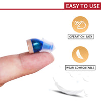 HKM-064211 Invisible Digital Noise Reduction Hearing Aids - USB Rechargeable ITE Device with Adjustable Volume Control and Multiple Earplugs