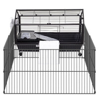 HKM-0642749 Small Animal Playpen Cage with Rolling Casters and Water Bottle - 35" L, Durable Steel, Easy Access Design