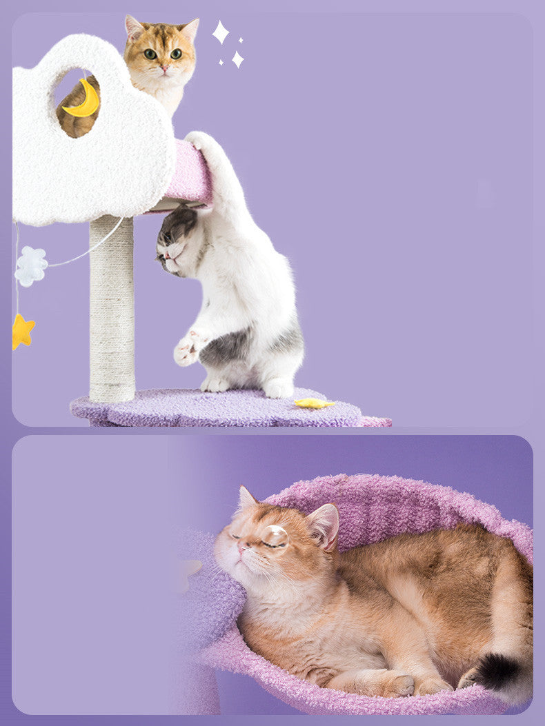 HKM-064339 Three-Tier Cat Climbing Frame with Sisal Grabbing Post and Fun Toy Ball