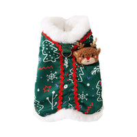 HKM-0643645 Cozy Green Christmas Dog Shirt with Snowman Patch and D-Ring for Small Pets