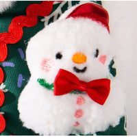 HKM-0643645 Cozy Green Christmas Dog Shirt with Snowman Patch and D-Ring for Small Pets