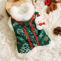 HKM-0643645 Cozy Green Christmas Dog Shirt with Snowman Patch and D-Ring for Small Pets