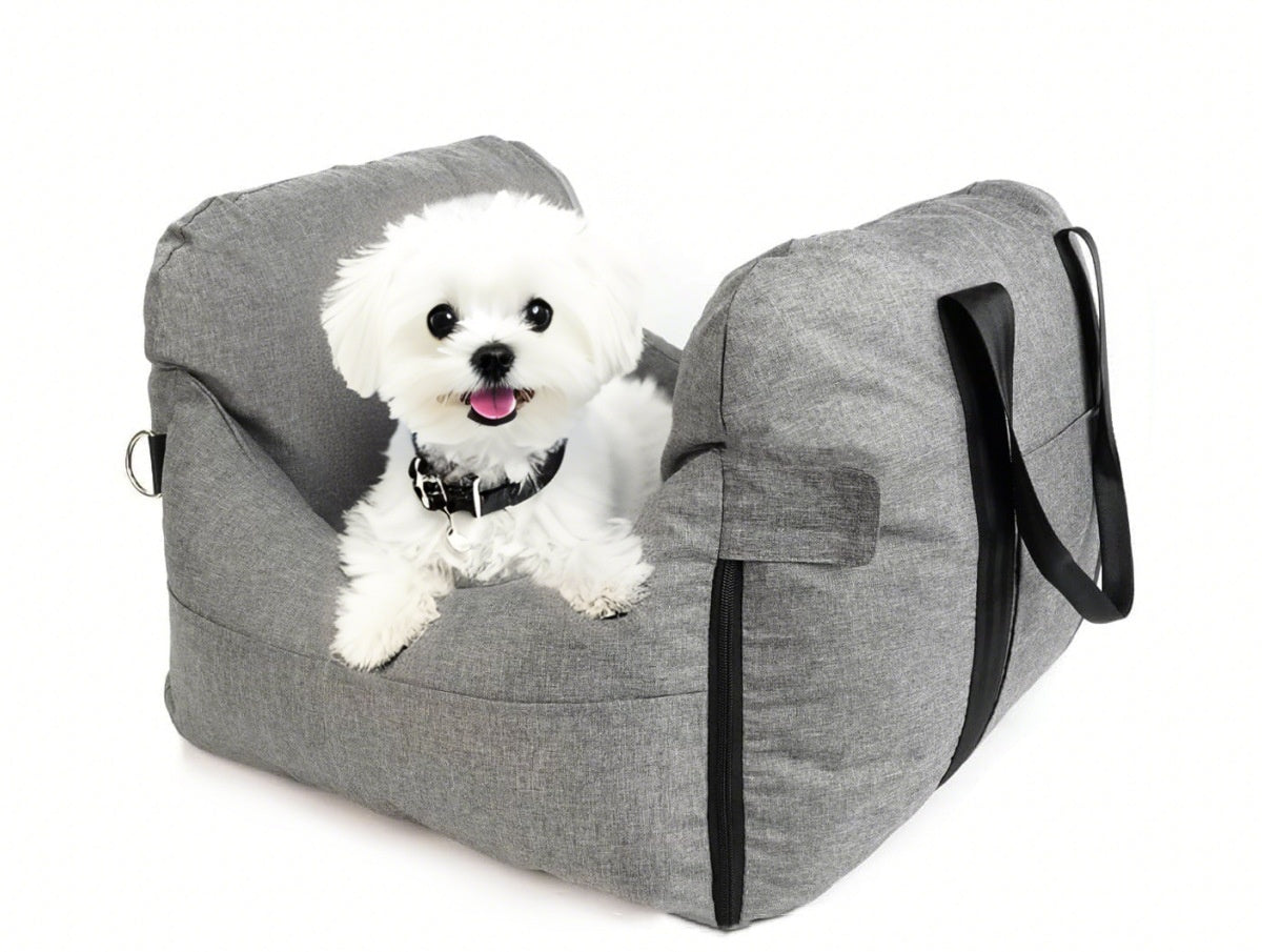 HKM-0643901 Removable and Washable Pet Car Kennel in Beige and Gray - 60x50x38 cm for Dogs