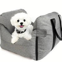 HKM-0643901 Removable and Washable Pet Car Kennel in Beige and Gray - 60x50x38 cm for Dogs