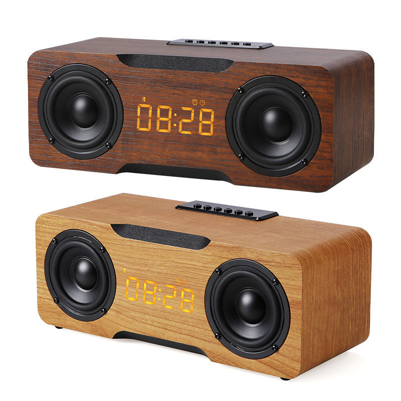 HKM-064403 Wooden Clock Bluetooth Speaker with U Disk and TF Card Support for Home or Office