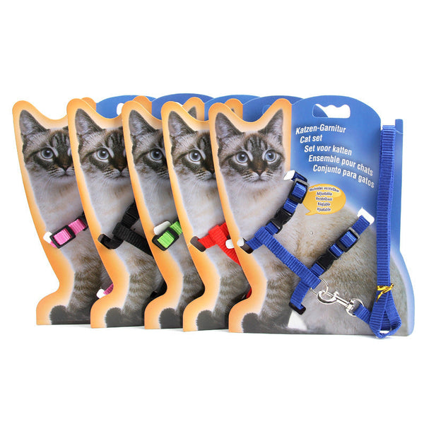 HKM-0644157 Durable Multi-Color Nylon Cat Leash with Adjustable Chest Strap