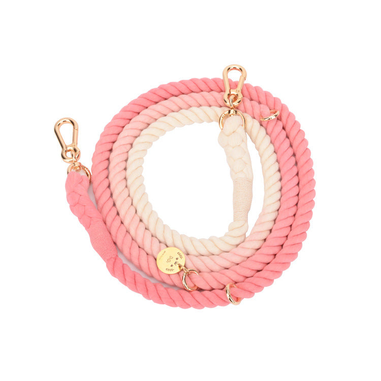 HKM-0644669 Hand-Woven Gradient Color Dog Collar - Cotton Thread, All Seasons, Available in Small, Medium, and Large