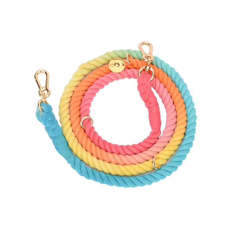 HKM-0644669 Hand-Woven Gradient Color Dog Collar - Cotton Thread, All Seasons, Available in Small, Medium, and Large