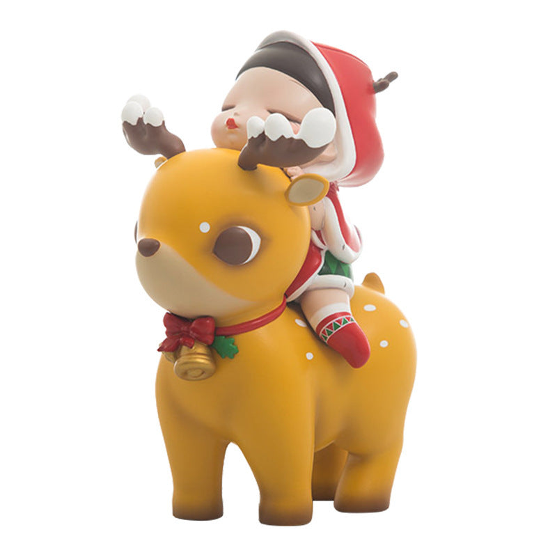 HKM-064467 Indoor Deer Girl Car Decoration - PVC 3D Model in Snow Night Elf & Mini Pearl Purple