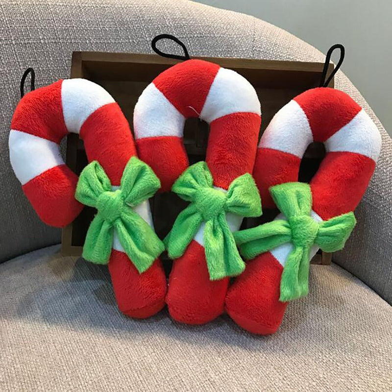 HKM-0645693 Vibrant Red, White and Green Plush Molar Toy for Dogs