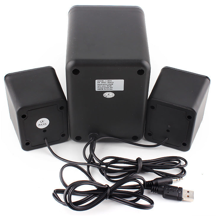 HKM-064659 Colorful Mini 2.1 USB Computer Speaker with 3.5mm Jack - Portable Audio for Home and Mobile Use