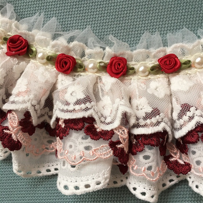 HKM-0647101 Cotton Lace Adjustable Bib Scarf for Pets - Available in Wine, Red, Pink, Sizes XS to XL