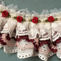 HKM-0647101 Cotton Lace Adjustable Bib Scarf for Pets - Available in Wine, Red, Pink, Sizes XS to XL