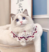 HKM-0647101 Cotton Lace Adjustable Bib Scarf for Pets - Available in Wine, Red, Pink, Sizes XS to XL